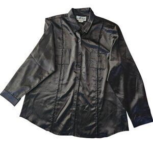 N Touch Womens Size L Top Black Button Up